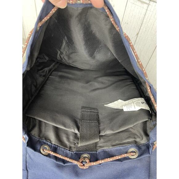 Poler Outdoor Stuff Blue Tan Leather Backpack Drawstring Lightweight Bag Oregon - Picture 5 of 9